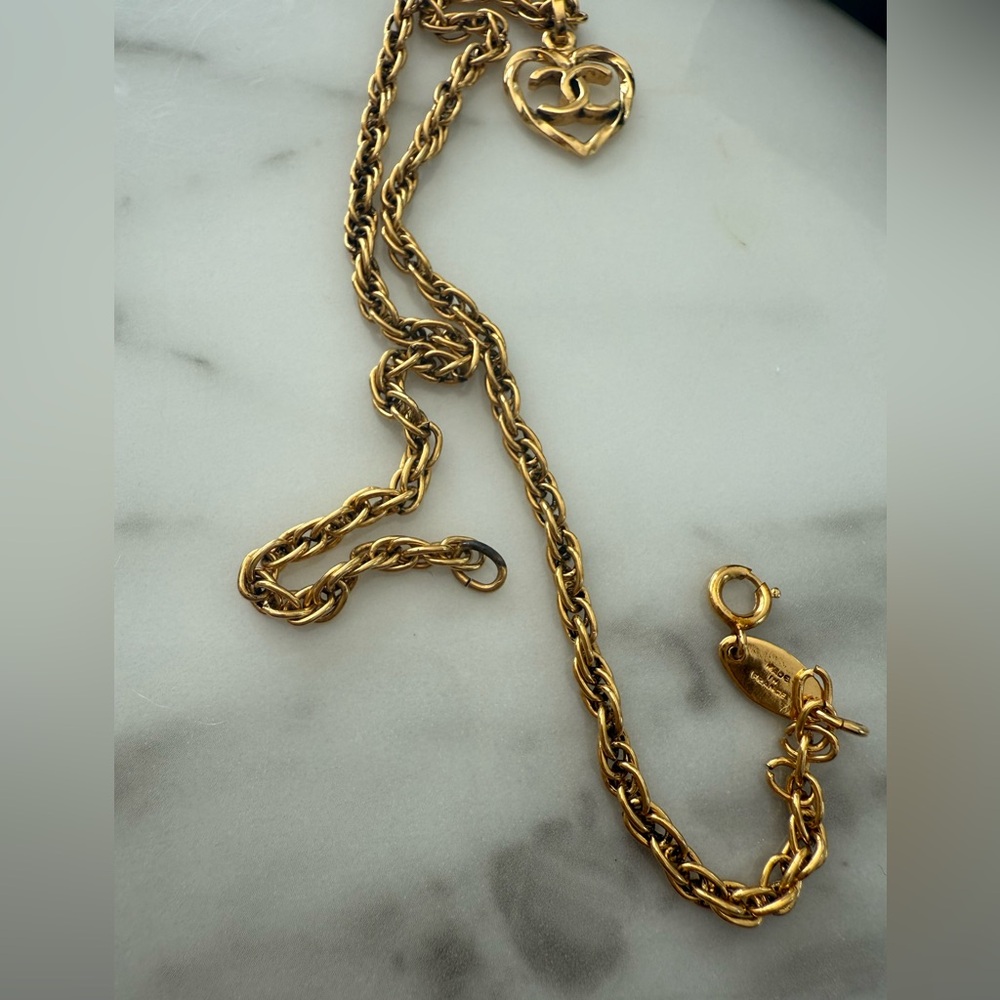 Chanel Vintage Heart Shape CC Logo Cut Out Pendant  Necklace - Picture 5 of 7